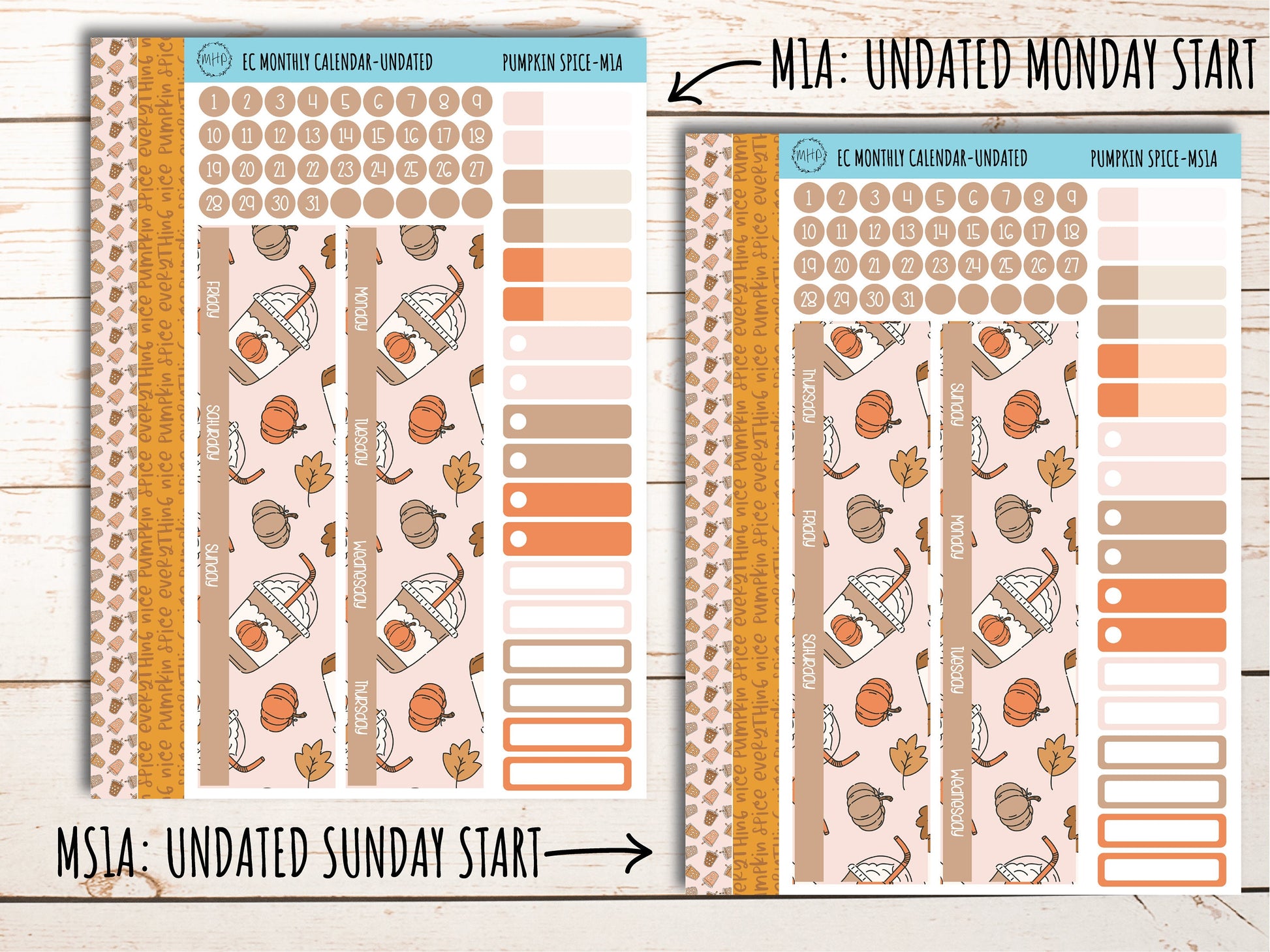 Erin Condren 7x9 Monthly Kit. NOVEMBER "Pumpkin Spice" || PS-M