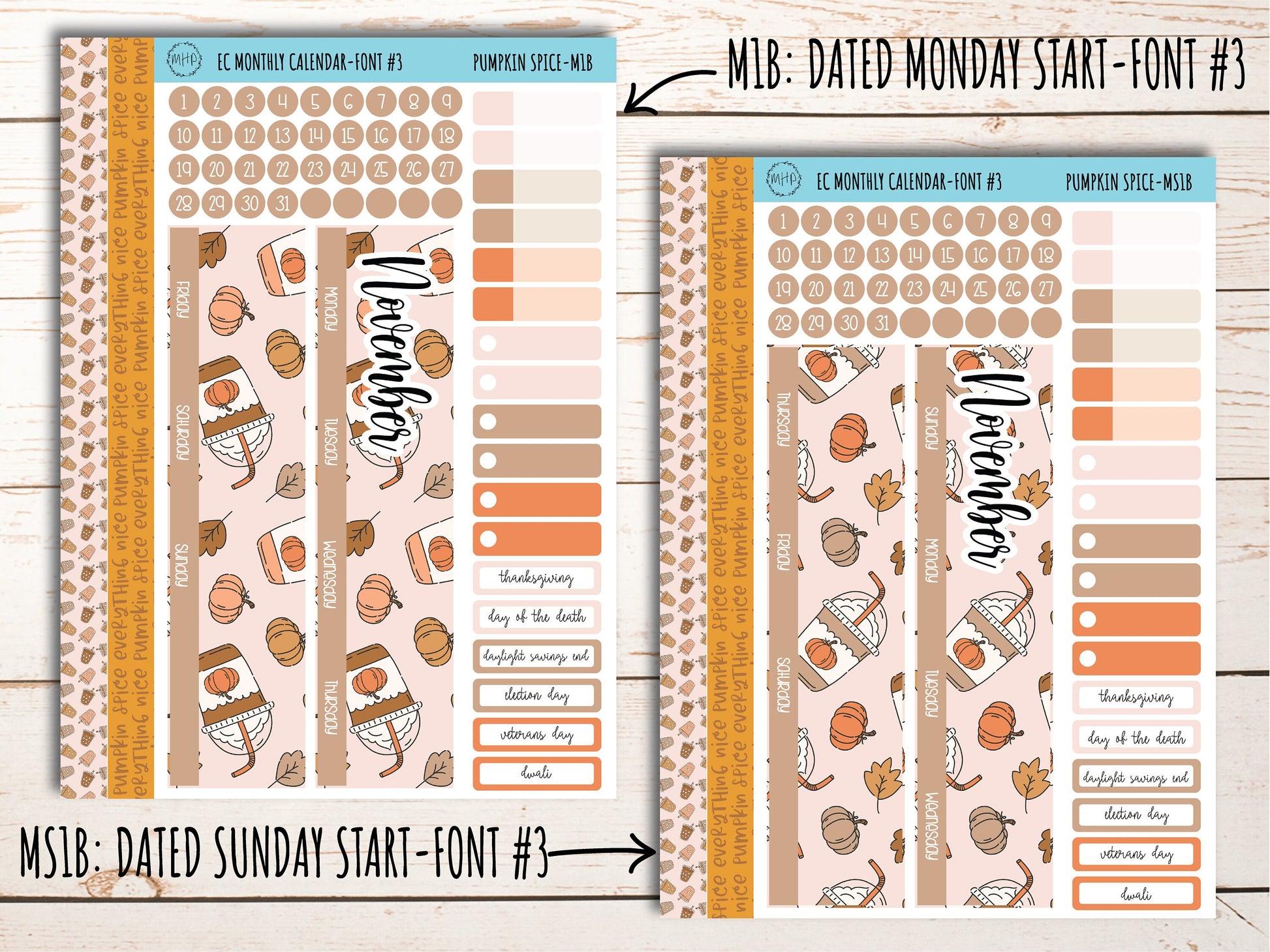 Erin Condren 7x9 Monthly Kit. NOVEMBER "Pumpkin Spice" || PS-M