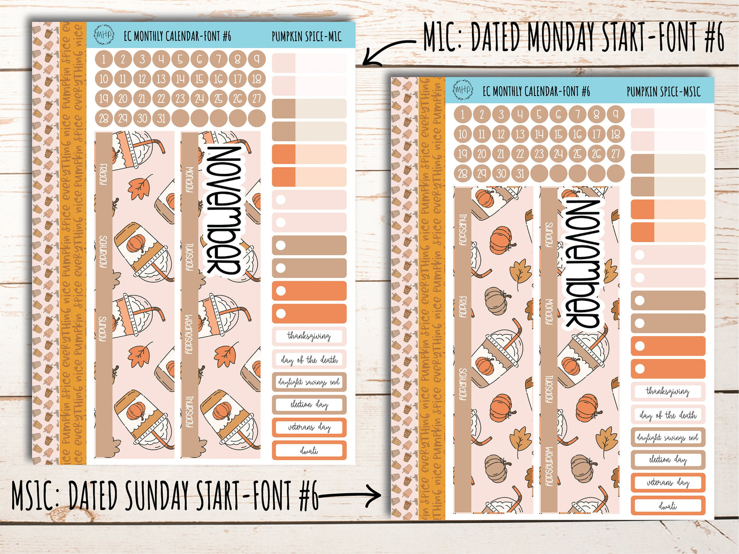 Erin Condren 7x9 Monthly Kit. NOVEMBER "Pumpkin Spice" || PS-M