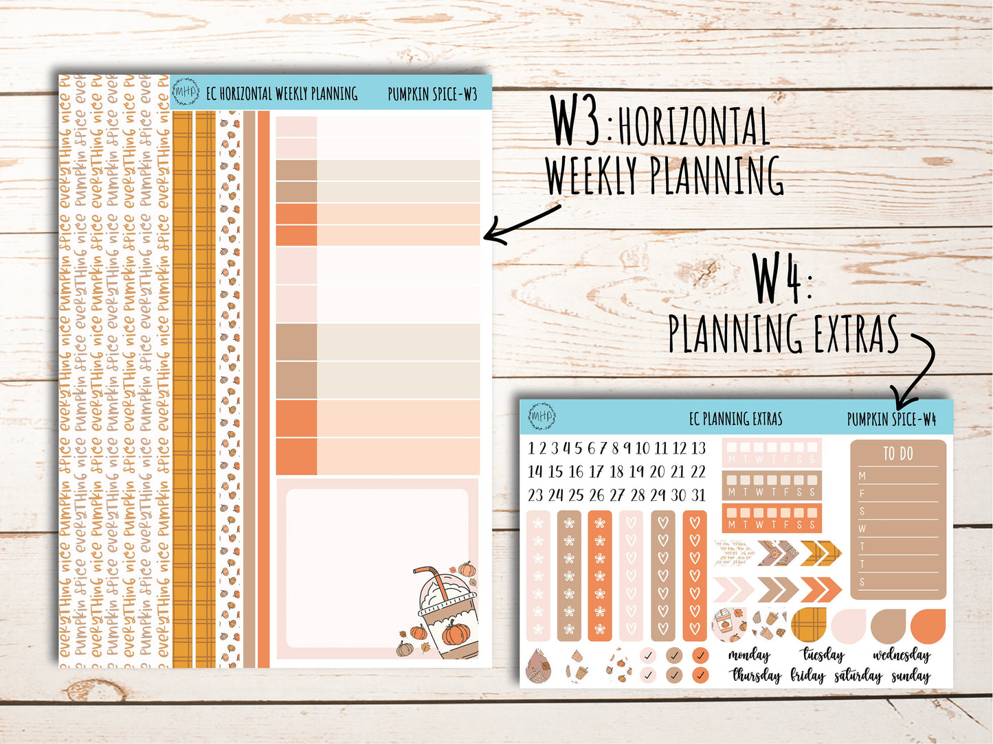 Erin Condren 7x9 Weekly Planning Kit. NOVEMBER "Pumpkin Spice" Planner Stickers || PS-W