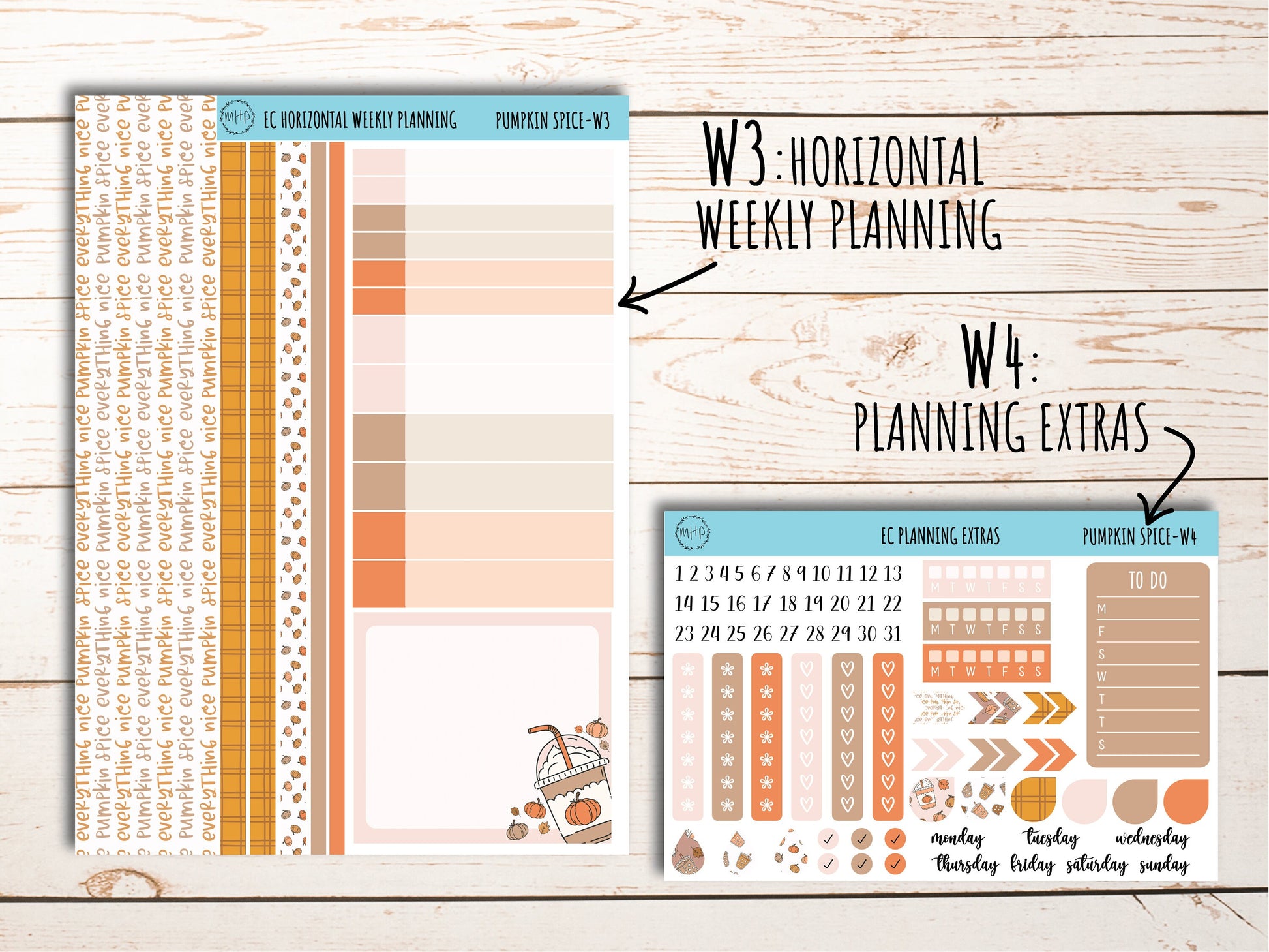 Erin Condren 7x9 Weekly Planning Kit. NOVEMBER "Pumpkin Spice" Planner Stickers || PS-W