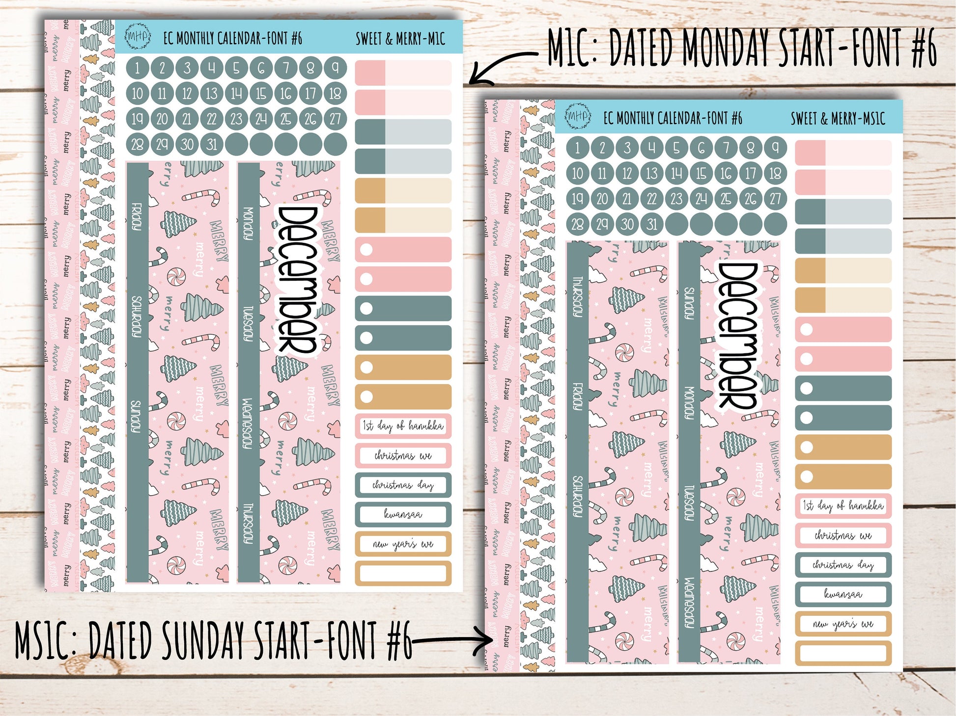 Erin Condren 7x9 Monthly Kit. DECEMBER "Sweet & Merry" || SM-M