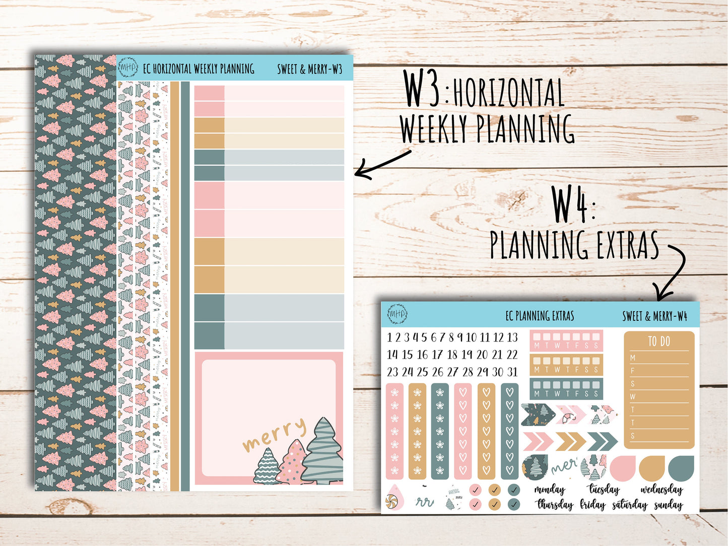 Erin Condren 7x9 Weekly Planning Kit. DECEMBER "Sweet & Merry" Planner Stickers || PS-W