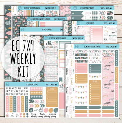 Erin Condren 7x9 Weekly Planning Kit. DECEMBER "Sweet & Merry" Planner Stickers || PS-W