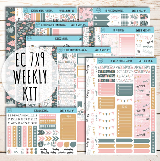 Erin Condren 7x9 Weekly Planning Kit. DECEMBER "Sweet & Merry" Planner Stickers || PS-W