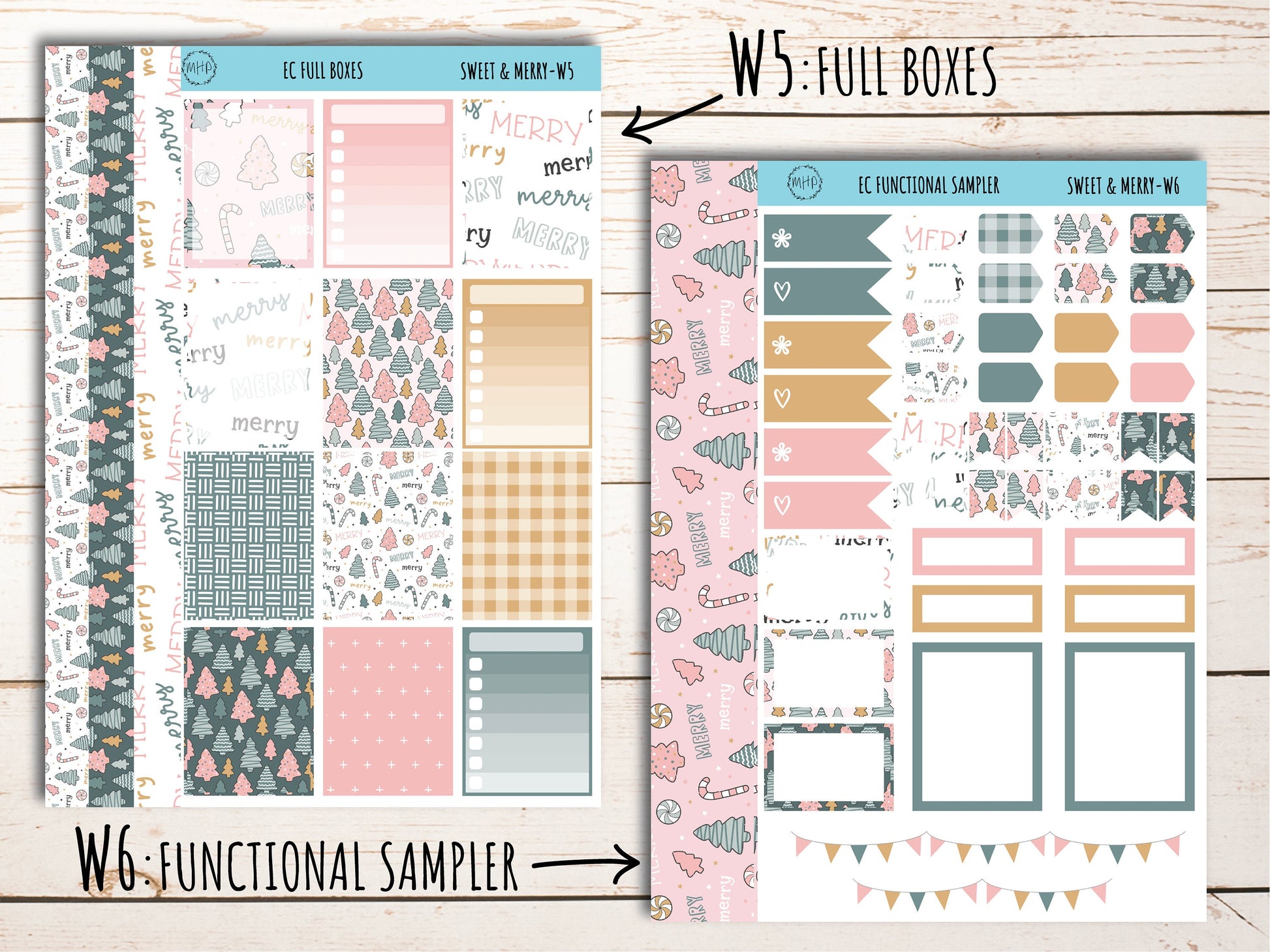 Erin Condren 7x9 Weekly Planning Kit. DECEMBER "Sweet & Merry" Planner Stickers || PS-W