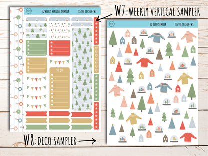 Erin Condren 7x9 Weekly Planning Kit. DECEMBER "Tis the Season" Planner Stickers || TS-W