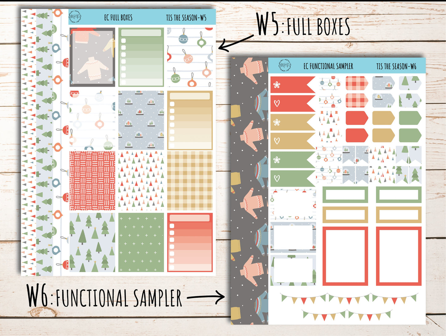 Erin Condren 7x9 Weekly Planning Kit. DECEMBER "Tis the Season" Planner Stickers || TS-W