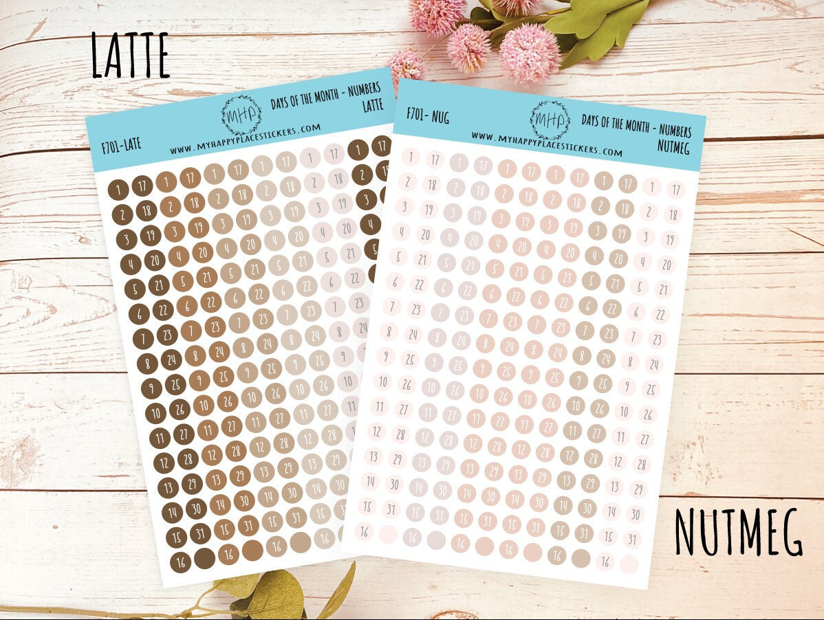 Days of the Month DOT Stickers for College Planner, Teacher Planners, and Bullet Journals. Homeschool Planner. 6 Months Per Sheet || D701