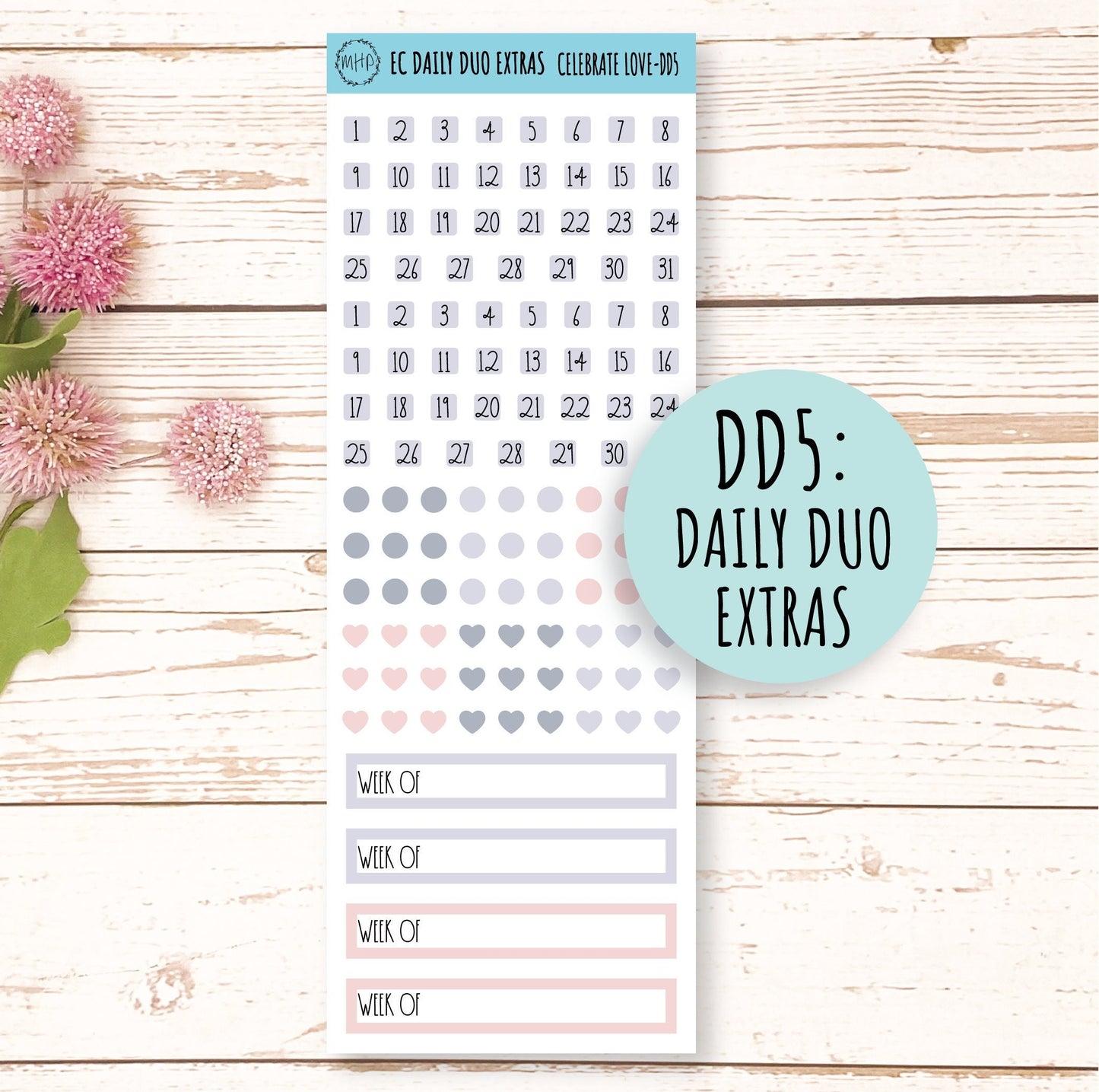 Daily Duo Stickers for 7x9 Planners. FEBRUARY - Valentine's Day. "Celebrate Love" || CL-DD