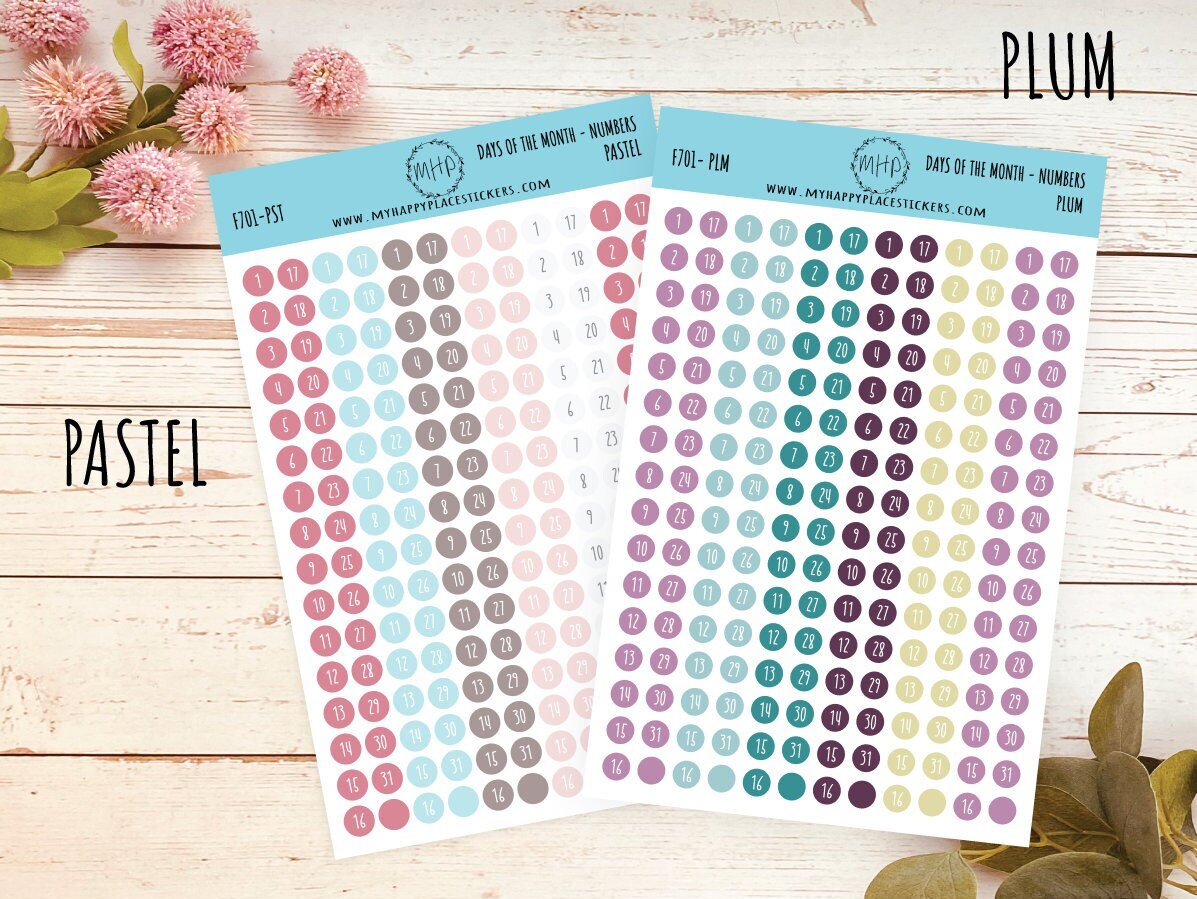 Days of the Month DOT Stickers for College Planner, Teacher Planners, and Bullet Journals. Homeschool Planner. 6 Months Per Sheet || D701