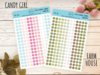 Days of the Month DOT Stickers for College Planner, Teacher Planners, and Bullet Journals. Homeschool Planner. 6 Months Per Sheet || D701