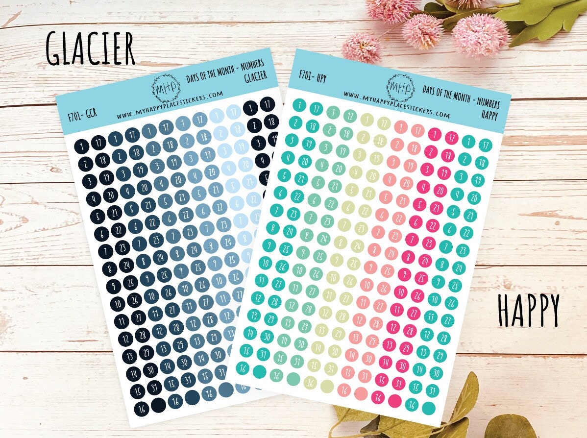 Days of the Month DOT Stickers for College Planner, Teacher Planners, and Bullet Journals. Homeschool Planner. 6 Months Per Sheet || D701