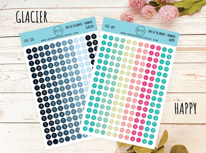 Days of the Month DOT Stickers for College Planner, Teacher Planners, and Bullet Journals. Homeschool Planner. 6 Months Per Sheet || D701