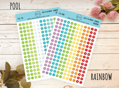 Days of the Month DOT Stickers for College Planner, Teacher Planners, and Bullet Journals. Homeschool Planner. 6 Months Per Sheet || D701