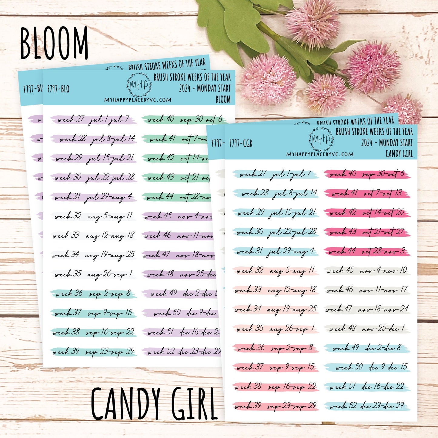MONTHS Over Brush Stroke. Planner Stickers. || F797