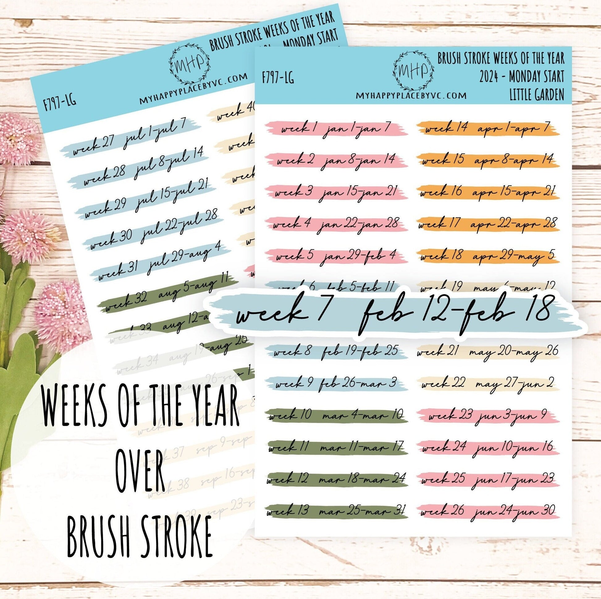 MONTHS Over Brush Stroke. Planner Stickers. || F797