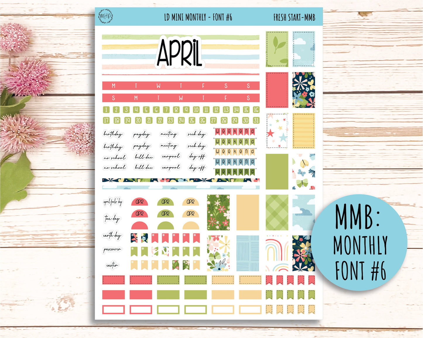Sticker for MINI Laurel Denise Planners APRIL "Fresh Start" || MFS