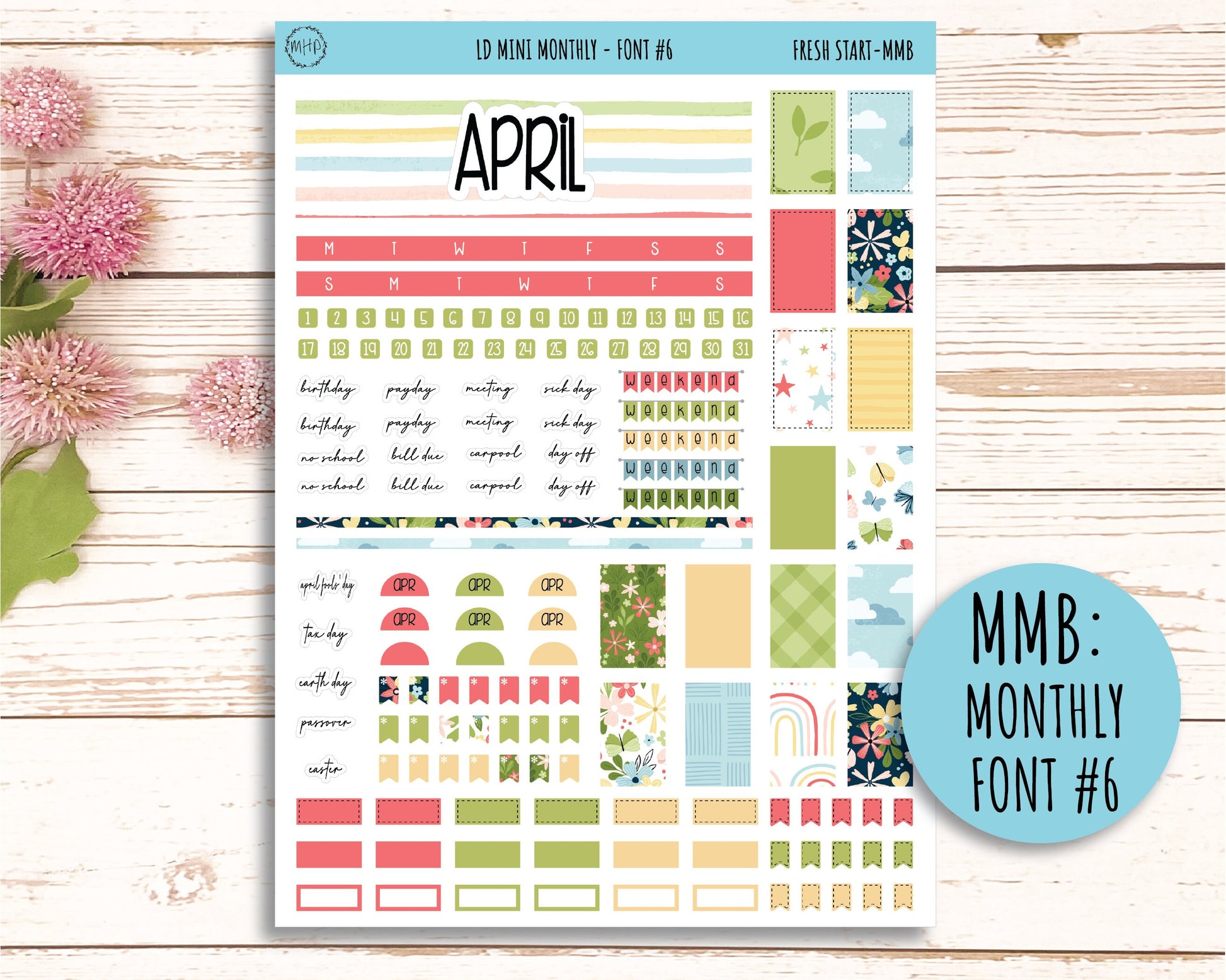 Sticker for MINI Laurel Denise Planners APRIL "Fresh Start" || MFS