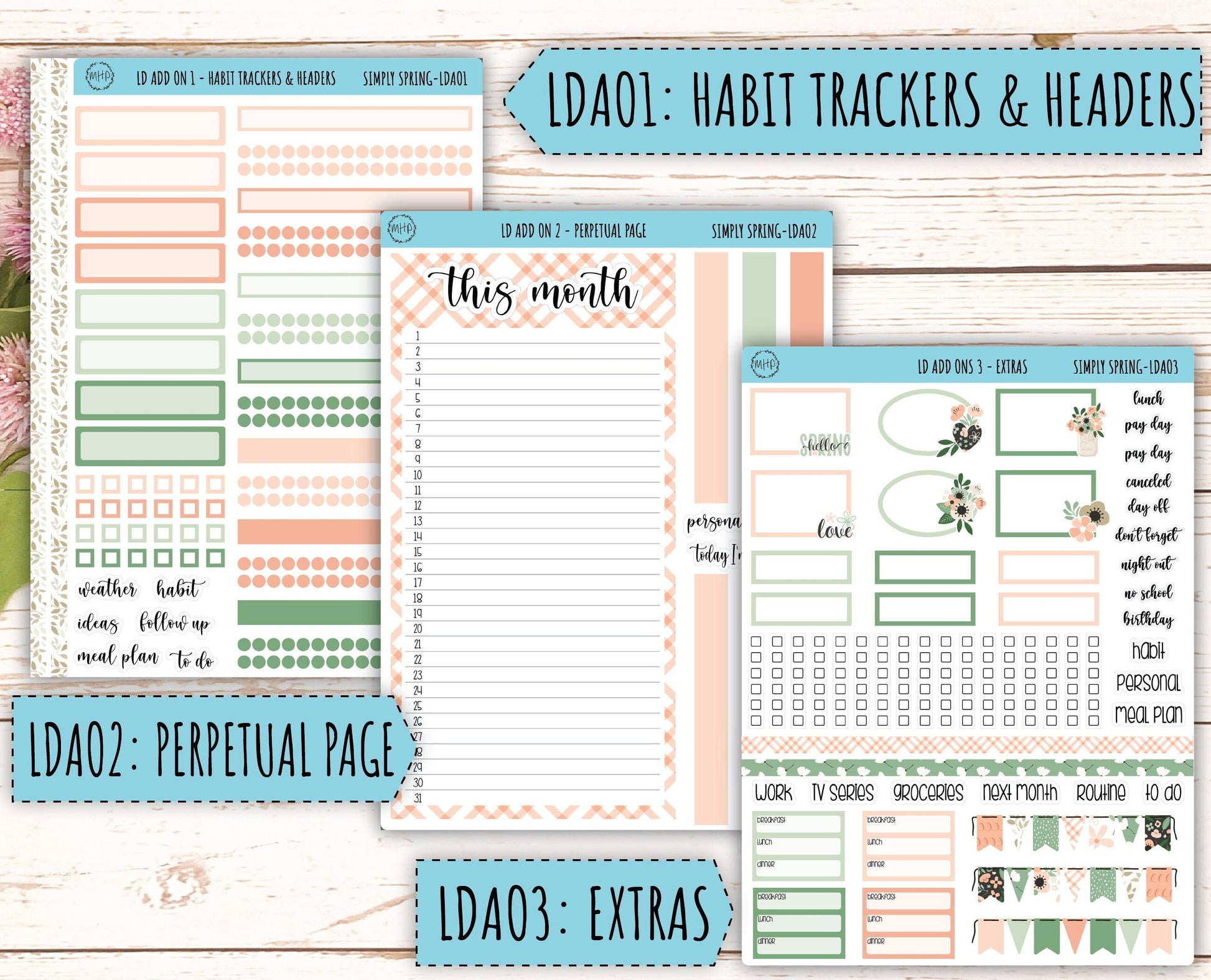 Monthly Plan Kit for Laurel Denise UNDATED Planners "Simply Spring" || MPSS