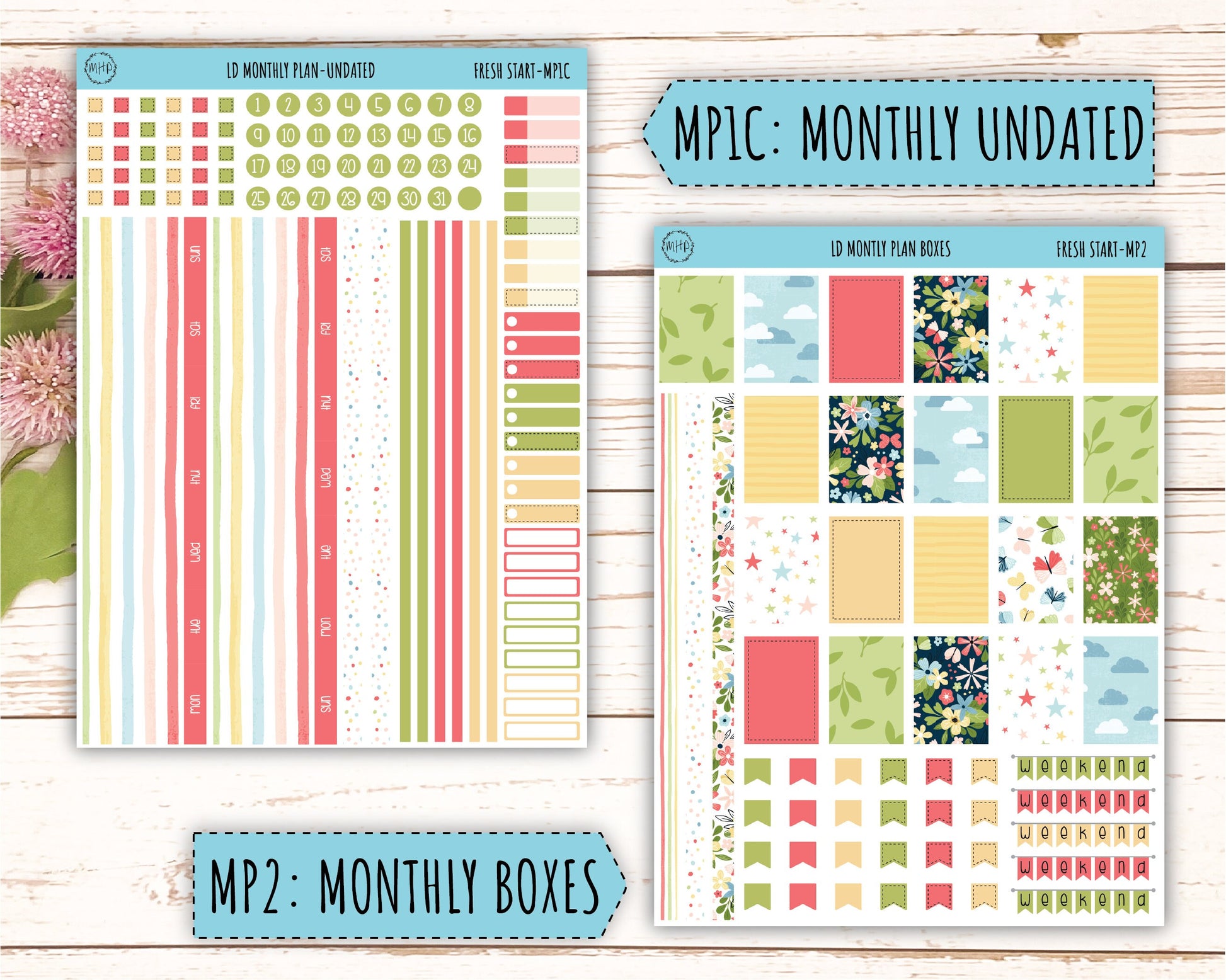 Monthly Plan Kit for Laurel Denise UNDATED Planners "Fresh Start" || MPFS