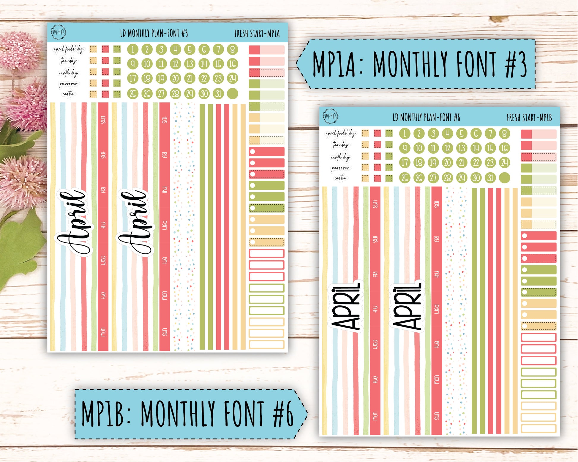 Monthly Plan Kit for Laurel Denise UNDATED Planners "Fresh Start" || MPFS