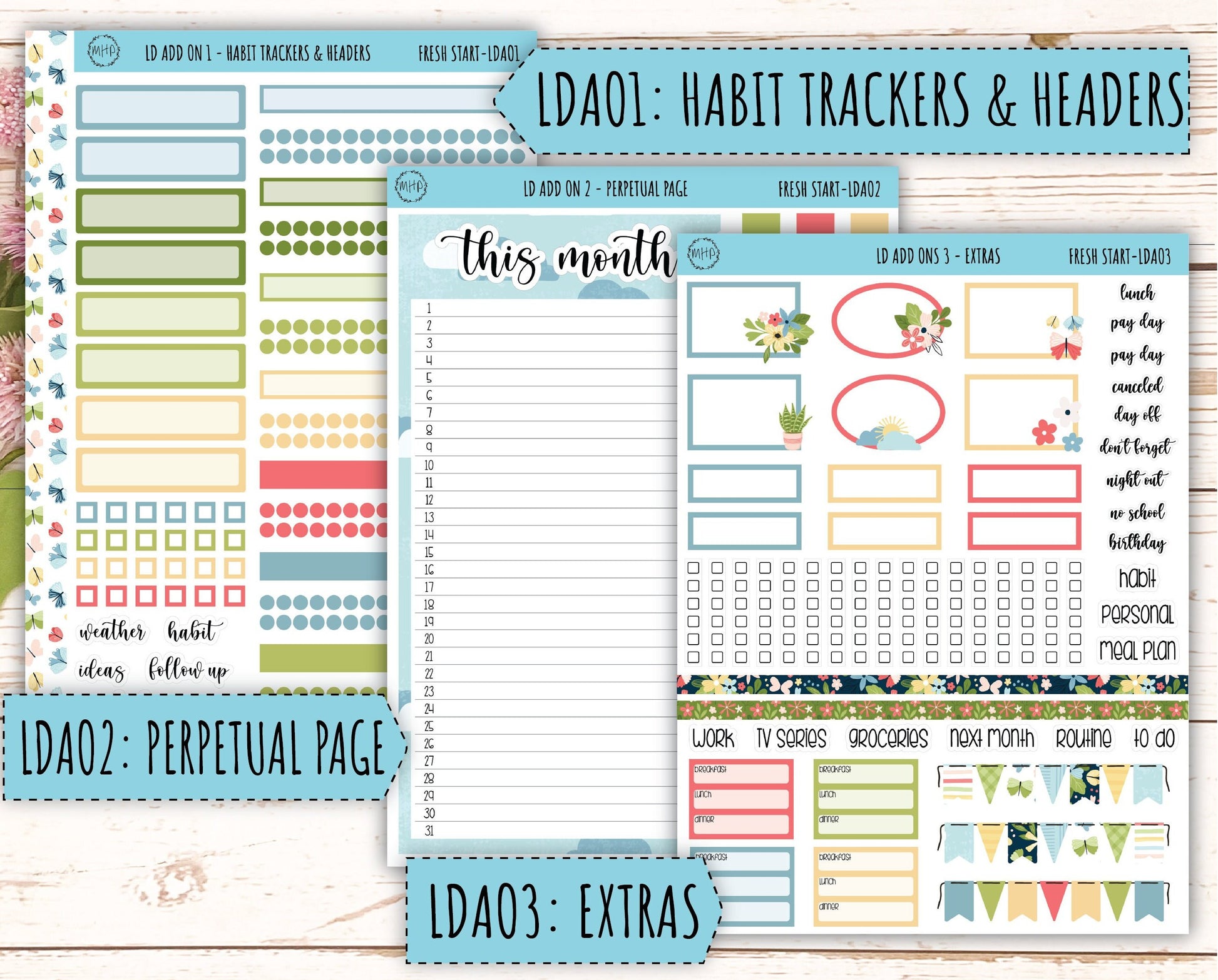 Monthly Plan Kit for Laurel Denise UNDATED Planners "Fresh Start" || MPFS