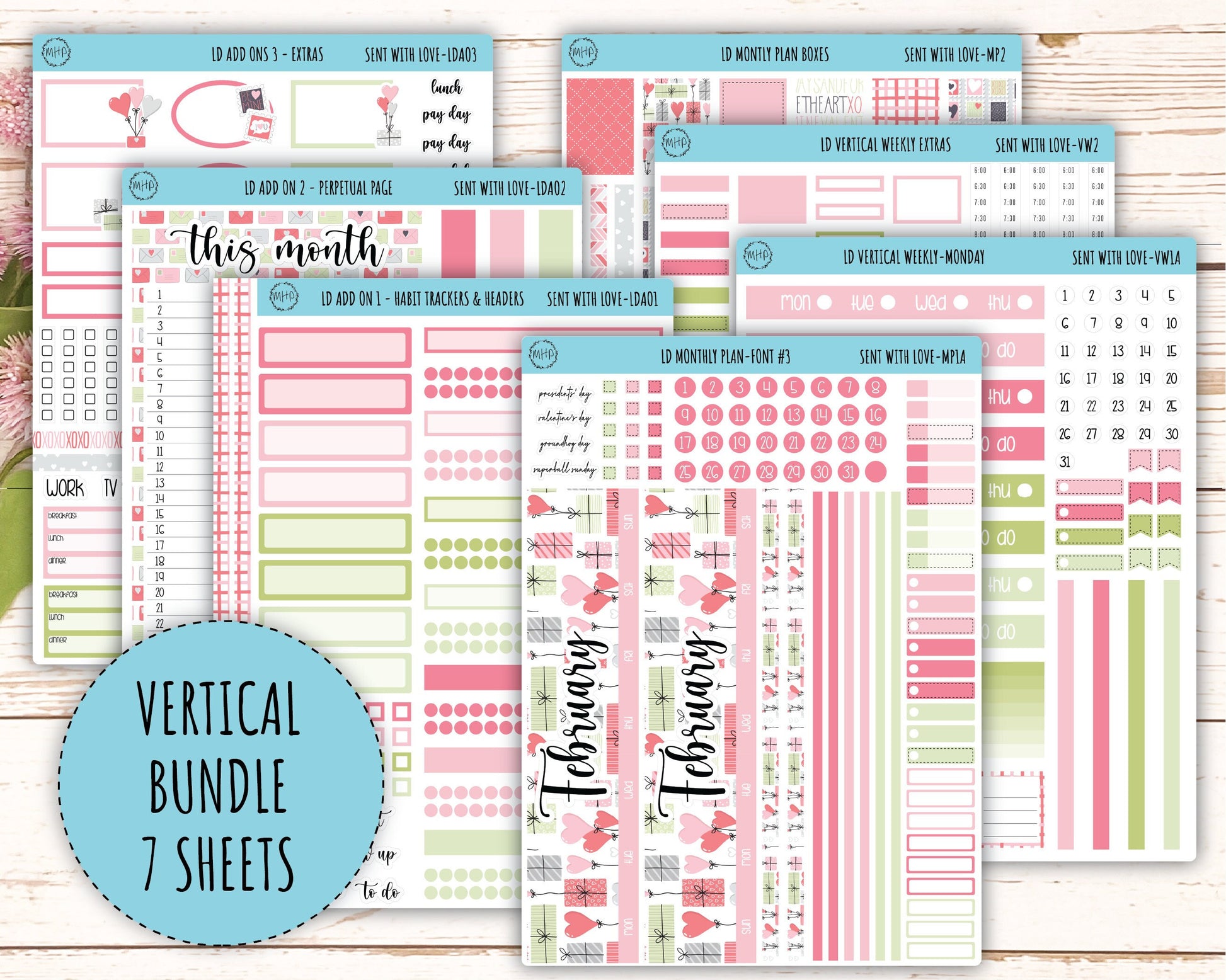 Monthly Plan Kit for Laurel Denise UNDATED Planners "Sent With Love" || MPSWL