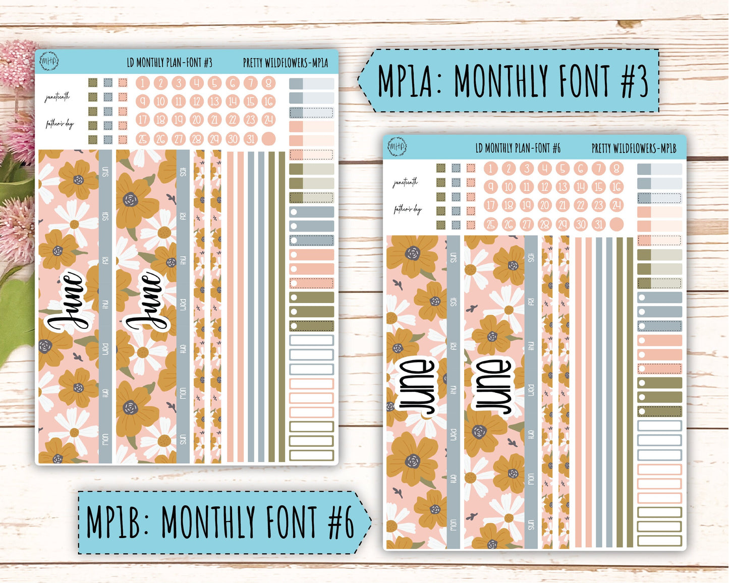 Sticker for 2024 Laurel Denise Planners. "Pretty Wildflowers" || MPPW