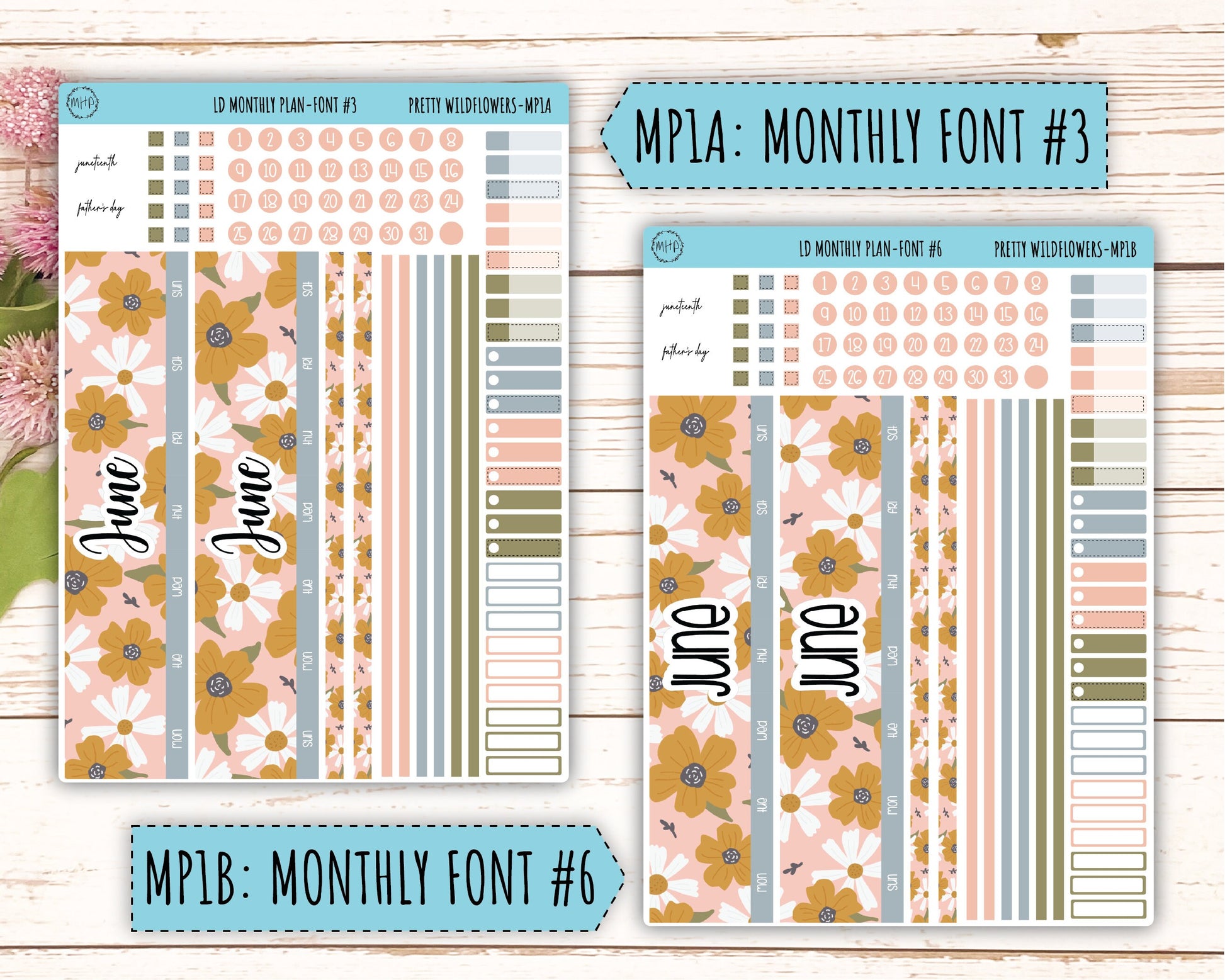 Sticker for 2024 Laurel Denise Planners. "Pretty Wildflowers" || MPPW