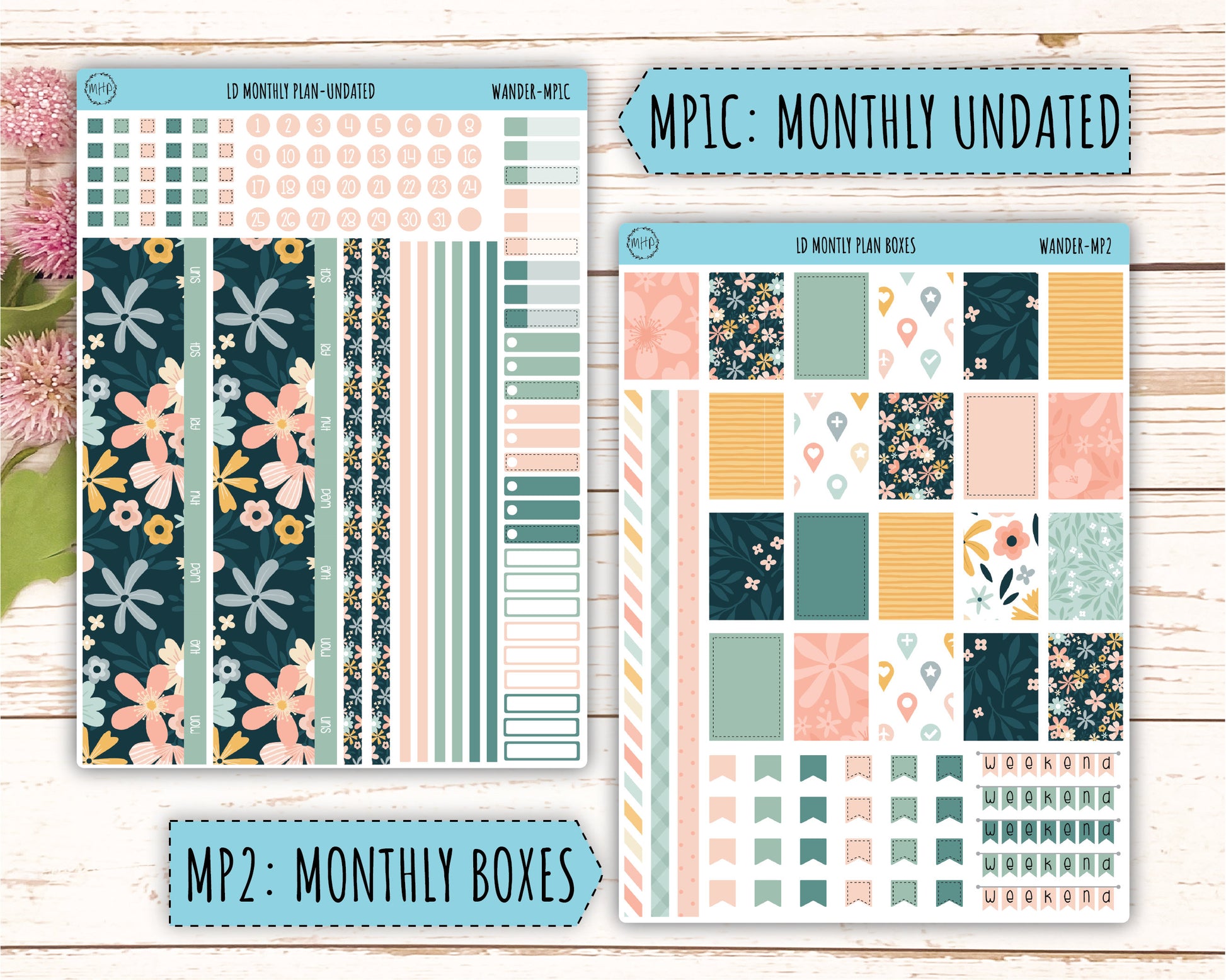 Sticker for 2024 Laurel Denise Planners. "Pretty Wildflowers" || MPWR