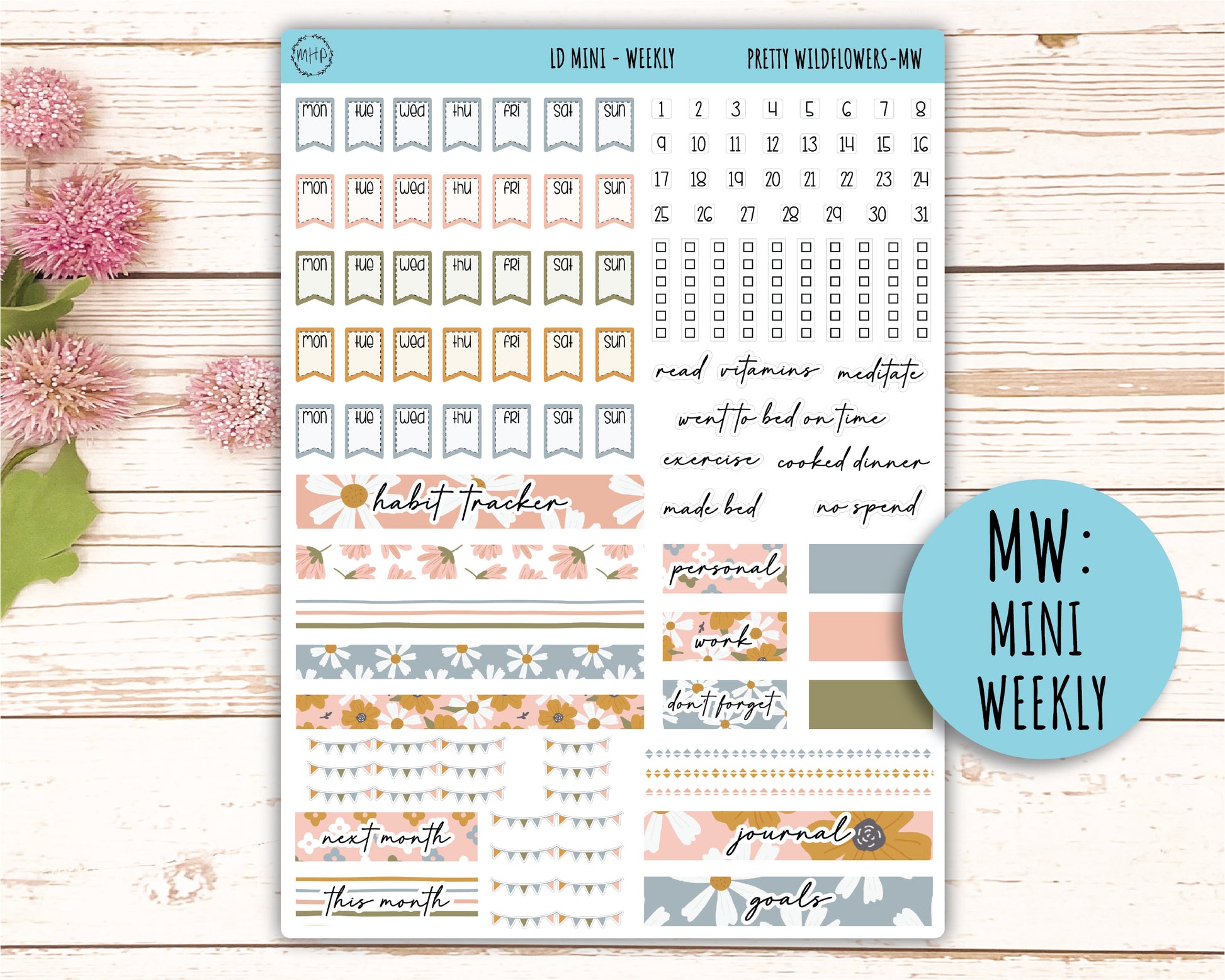 Sticker for MINI Laurel Denise Planners MAY "Pretty Wildflowers" || MPW