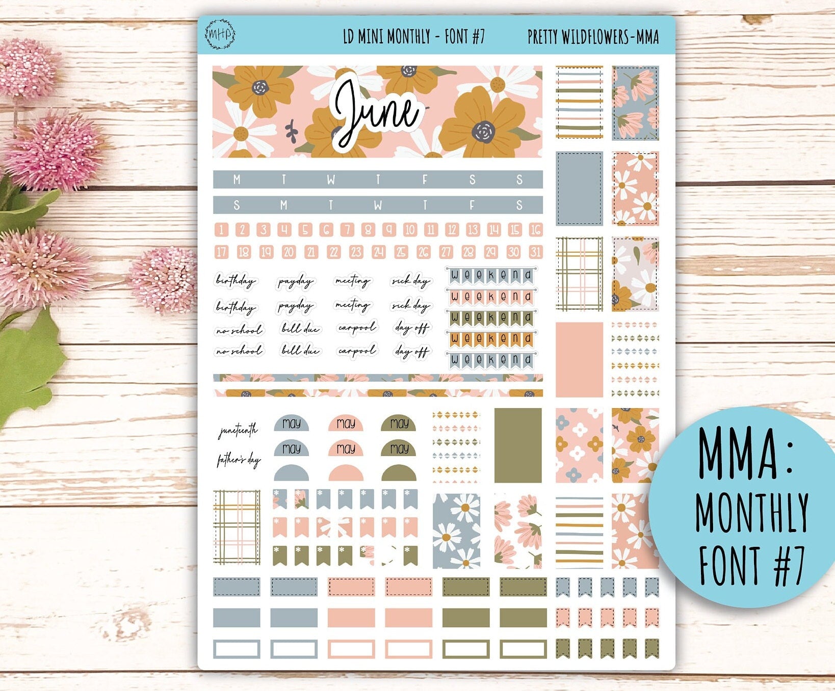 Sticker for MINI Laurel Denise Planners MAY "Pretty Wildflowers" || MPW