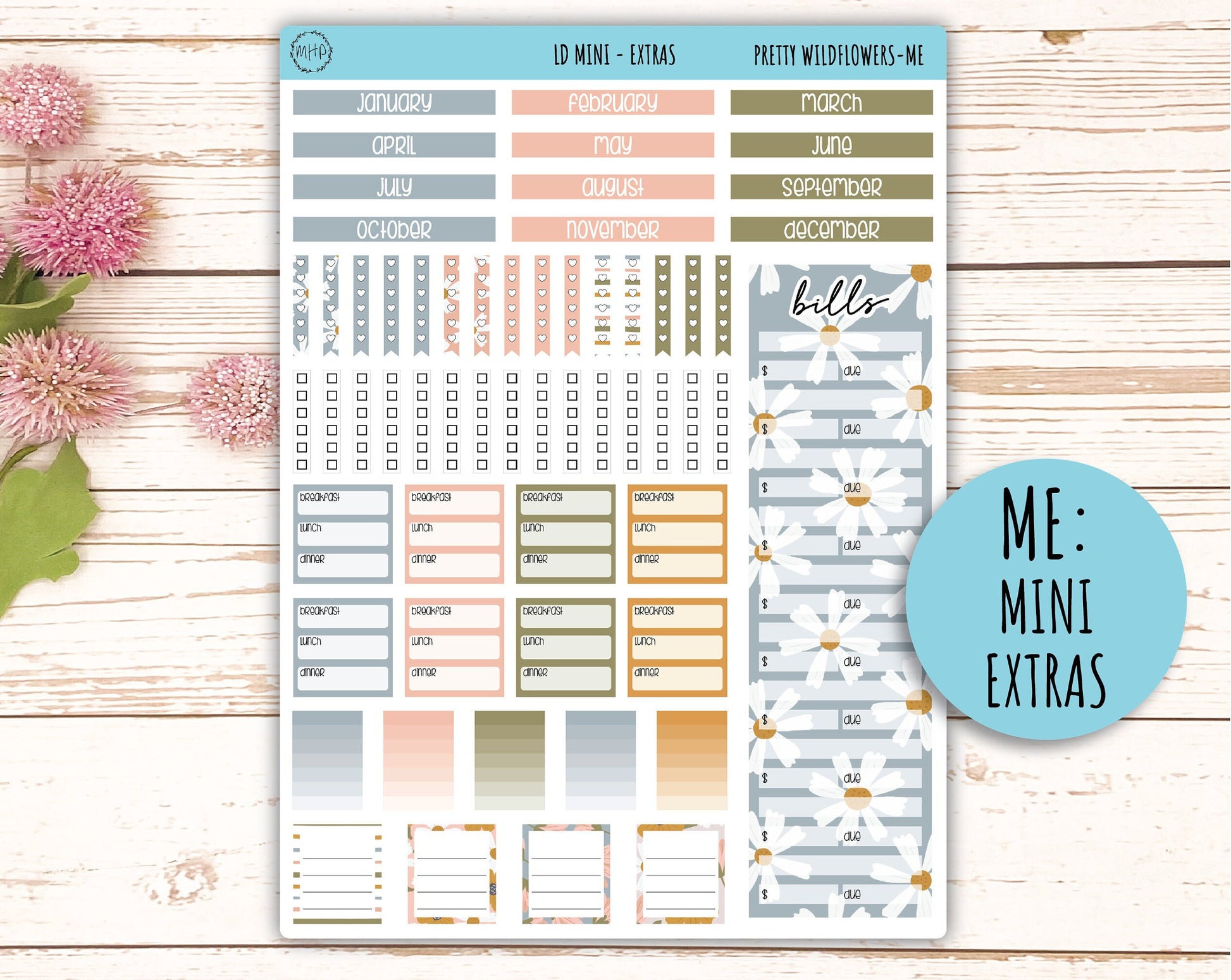 Sticker for MINI Laurel Denise Planners MAY "Pretty Wildflowers" || MPW