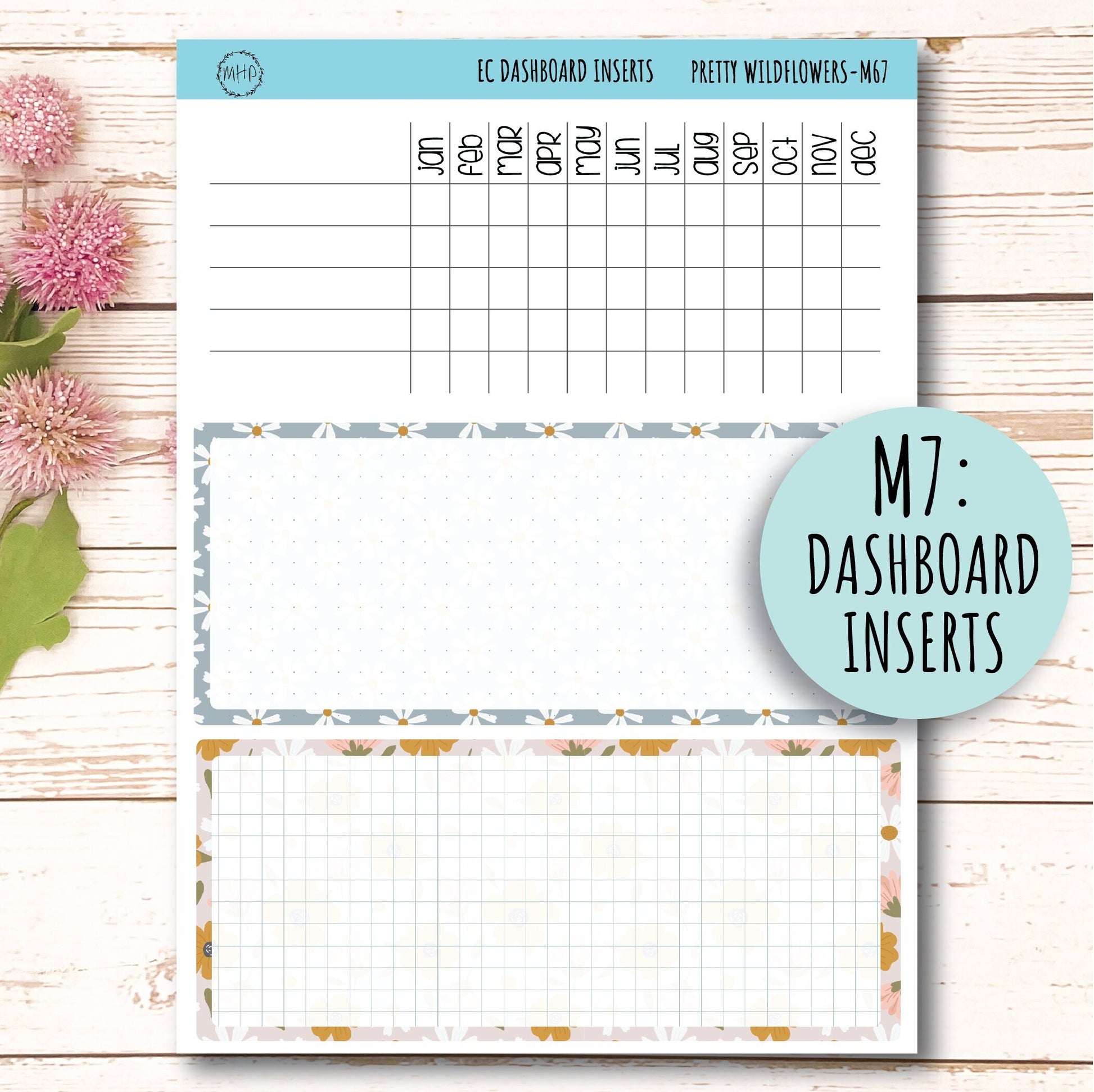 JUNE Monthly Kit Stickers for 7x9 Erin Condren Planners. "Pretty Wildflowers" || PW-M