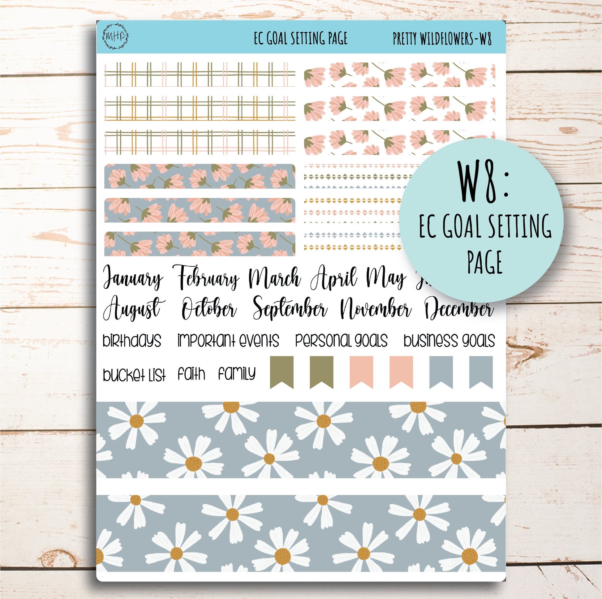 JUNE Weekly Planning Kits for 7x9 Planners. "Pretty Wildflowers" || PW-W