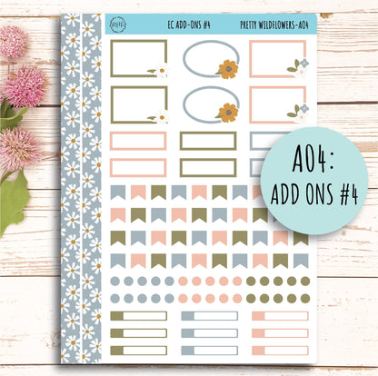 Add Ons Stickers for 7x9 Erin Condren Planners. JUNE "Pretty Wildflowers" || PW-AO