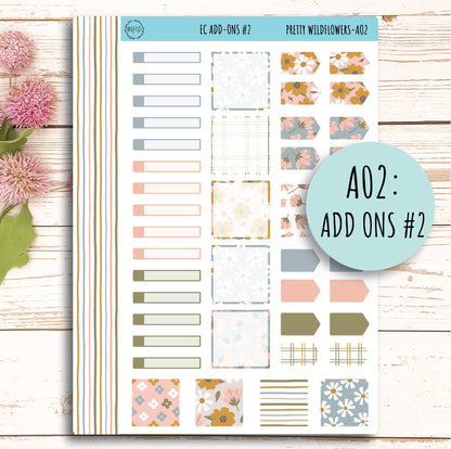 Add Ons Stickers for 7x9 Erin Condren Planners. JUNE "Pretty Wildflowers" || PW-AO