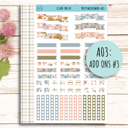 Add Ons Stickers for 7x9 Erin Condren Planners. JUNE "Pretty Wildflowers" || PW-AO