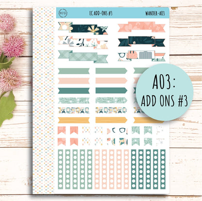 Add Ons Stickers for 7x9 Erin Condren Planners. JUNE "Wander" || WR-AO
