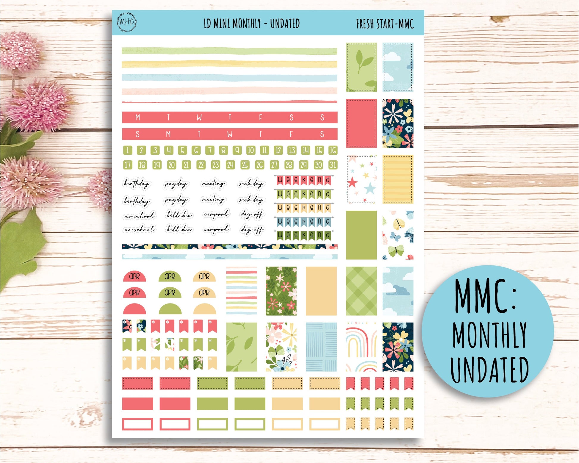 Sticker for MINI Laurel Denise Planners APRIL "Fresh Start" || MFS