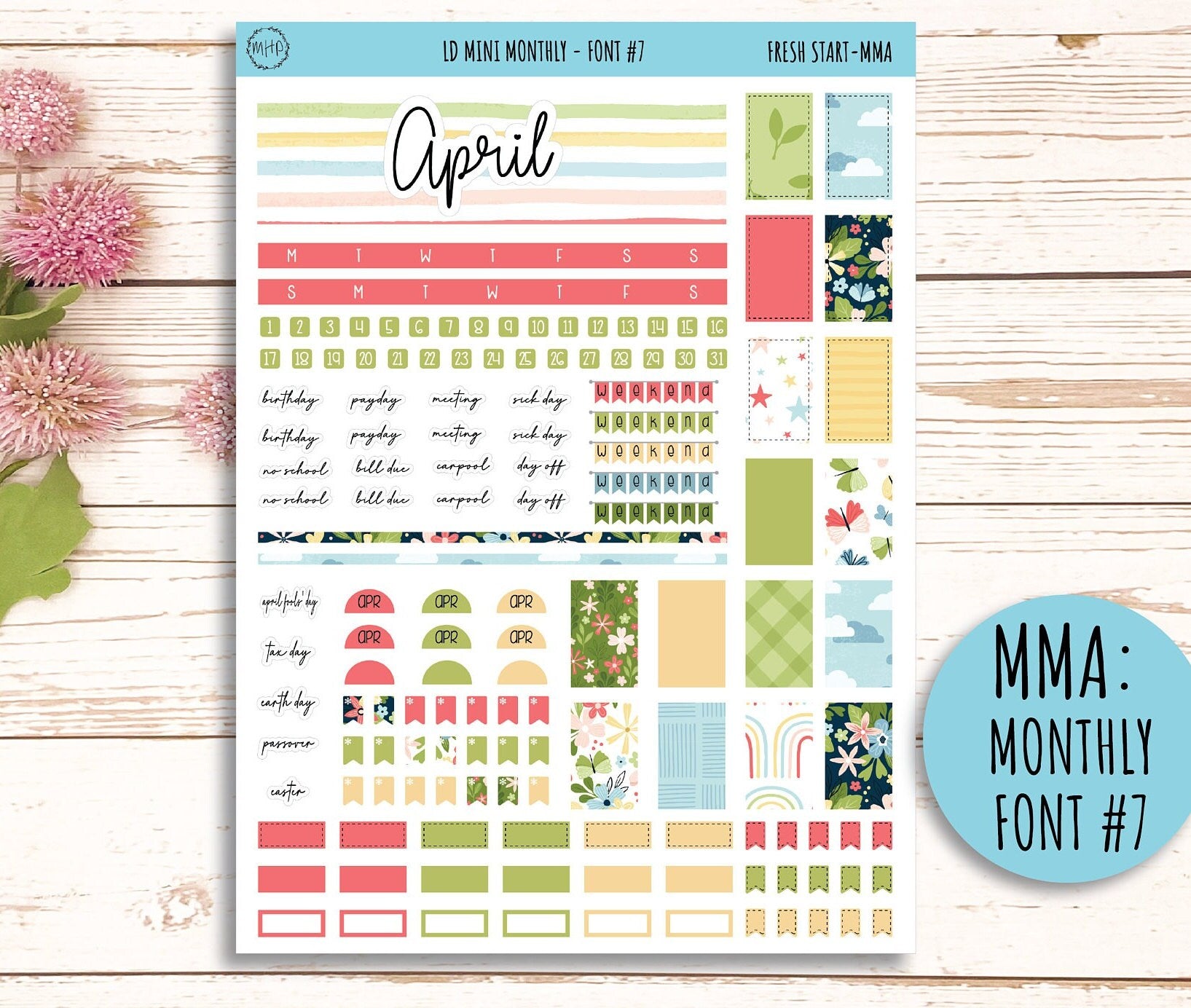 Sticker for MINI Laurel Denise Planners APRIL "Fresh Start" || MFS