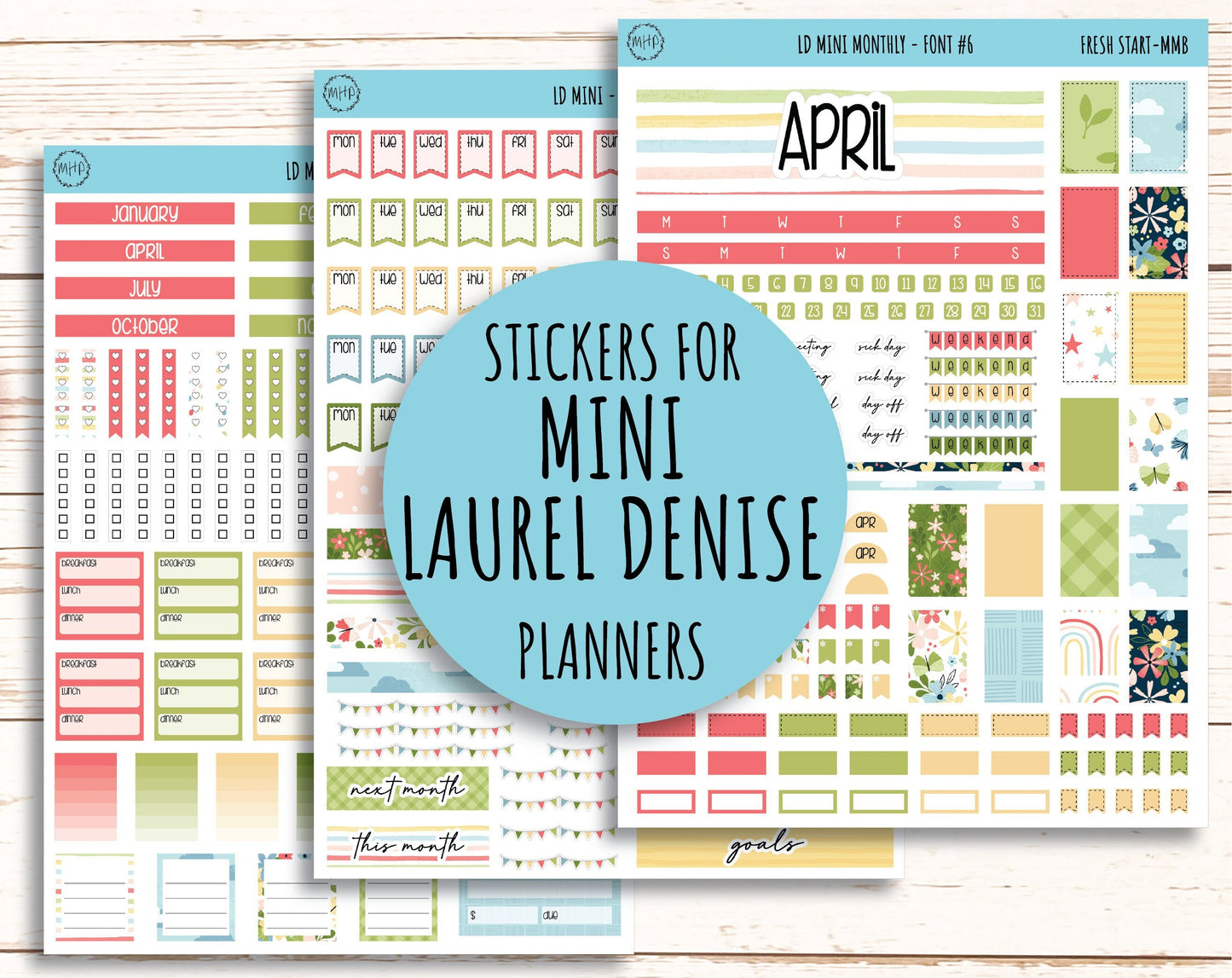 Sticker for MINI Laurel Denise Planners APRIL "Fresh Start" || MFS