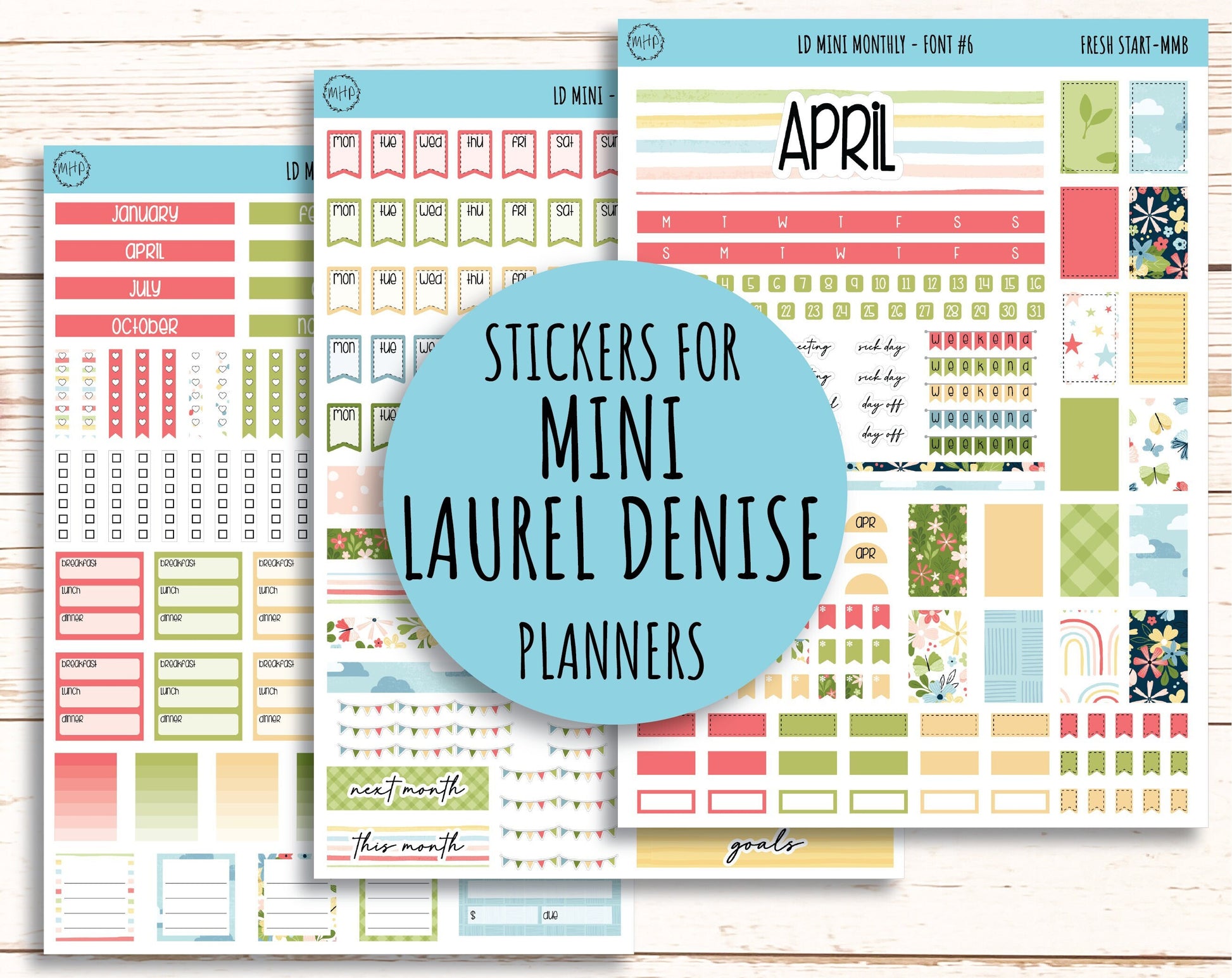 Sticker for MINI Laurel Denise Planners APRIL "Fresh Start" || MFS