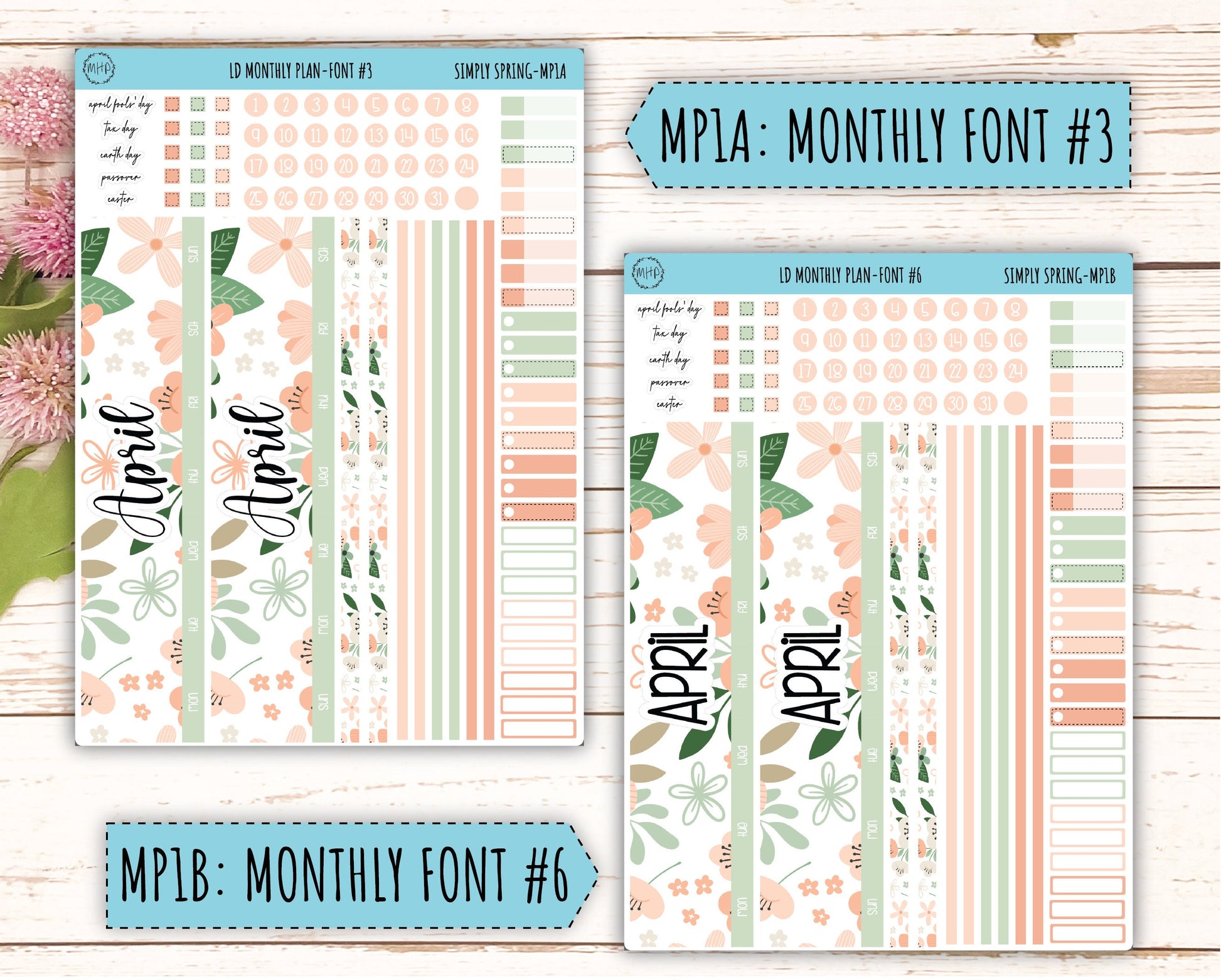 Monthly Plan Kit for Laurel Denise UNDATED Planners "Simply Spring" || MPSS