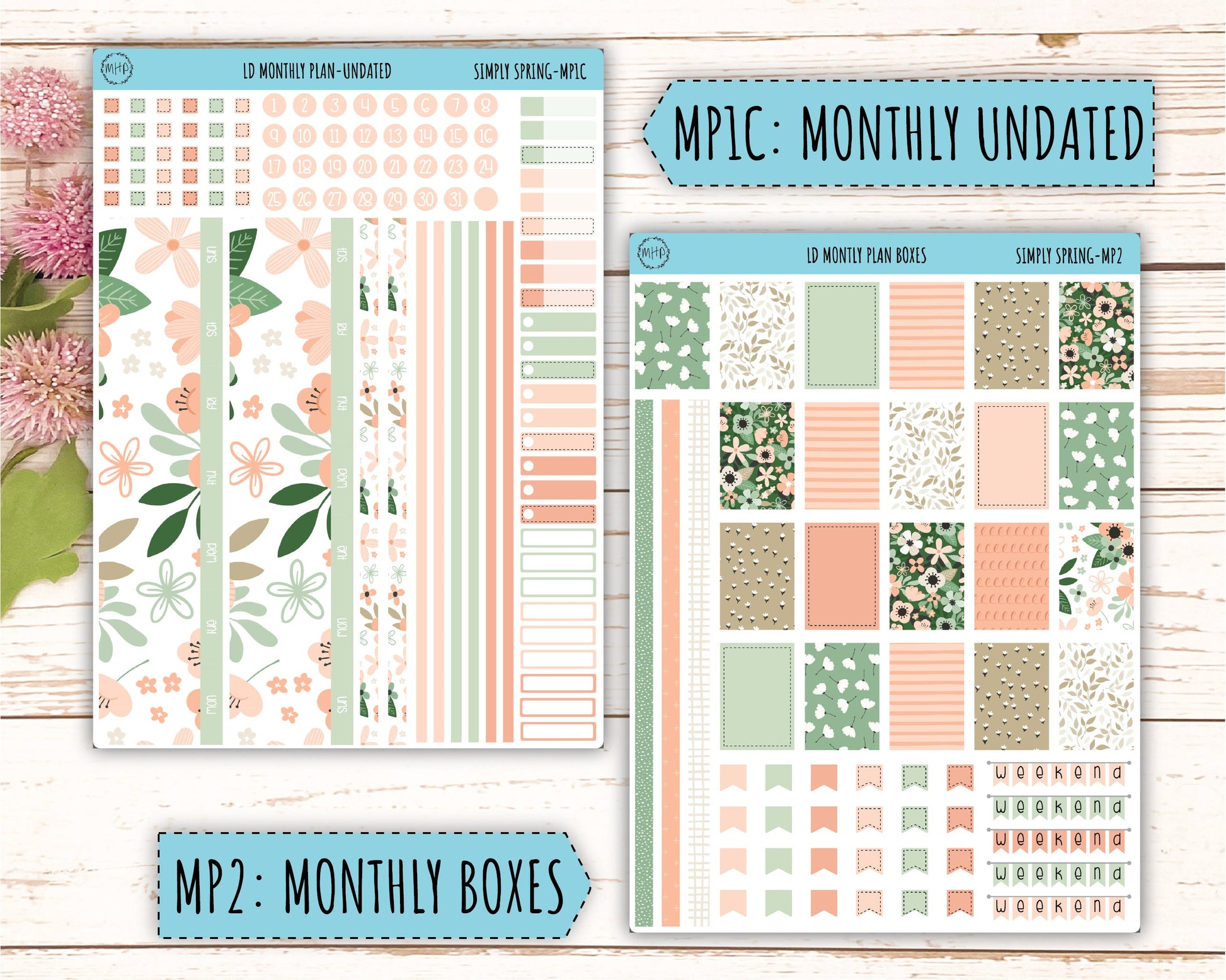 Monthly Plan Kit for Laurel Denise UNDATED Planners "Simply Spring" || MPSS