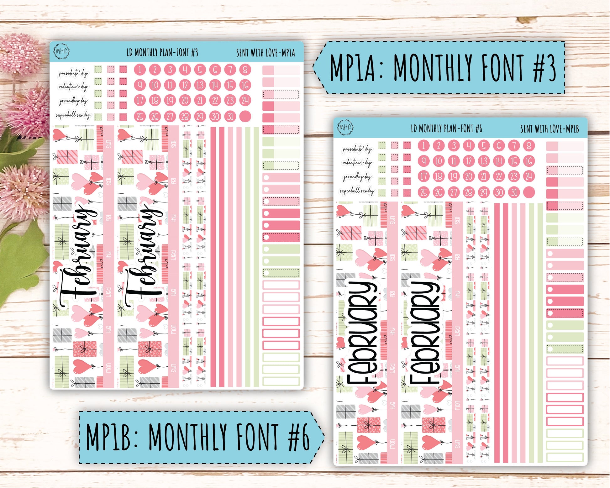 Monthly Plan Kit for Laurel Denise UNDATED Planners "Sent With Love" || MPSWL