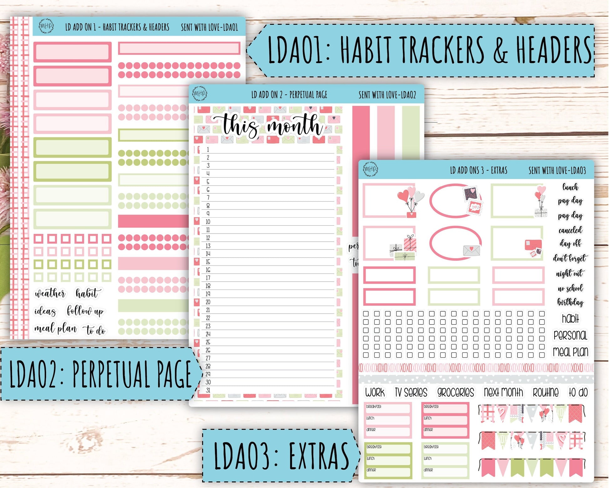 Monthly Plan Kit for Laurel Denise UNDATED Planners "Sent With Love" || MPSWL