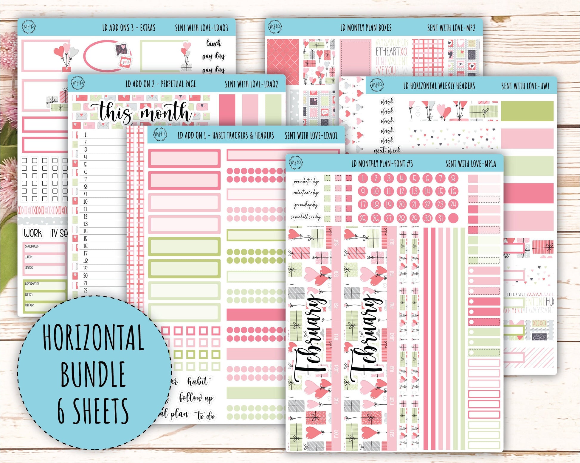 Monthly Plan Kit for Laurel Denise UNDATED Planners "Sent With Love" || MPSWL