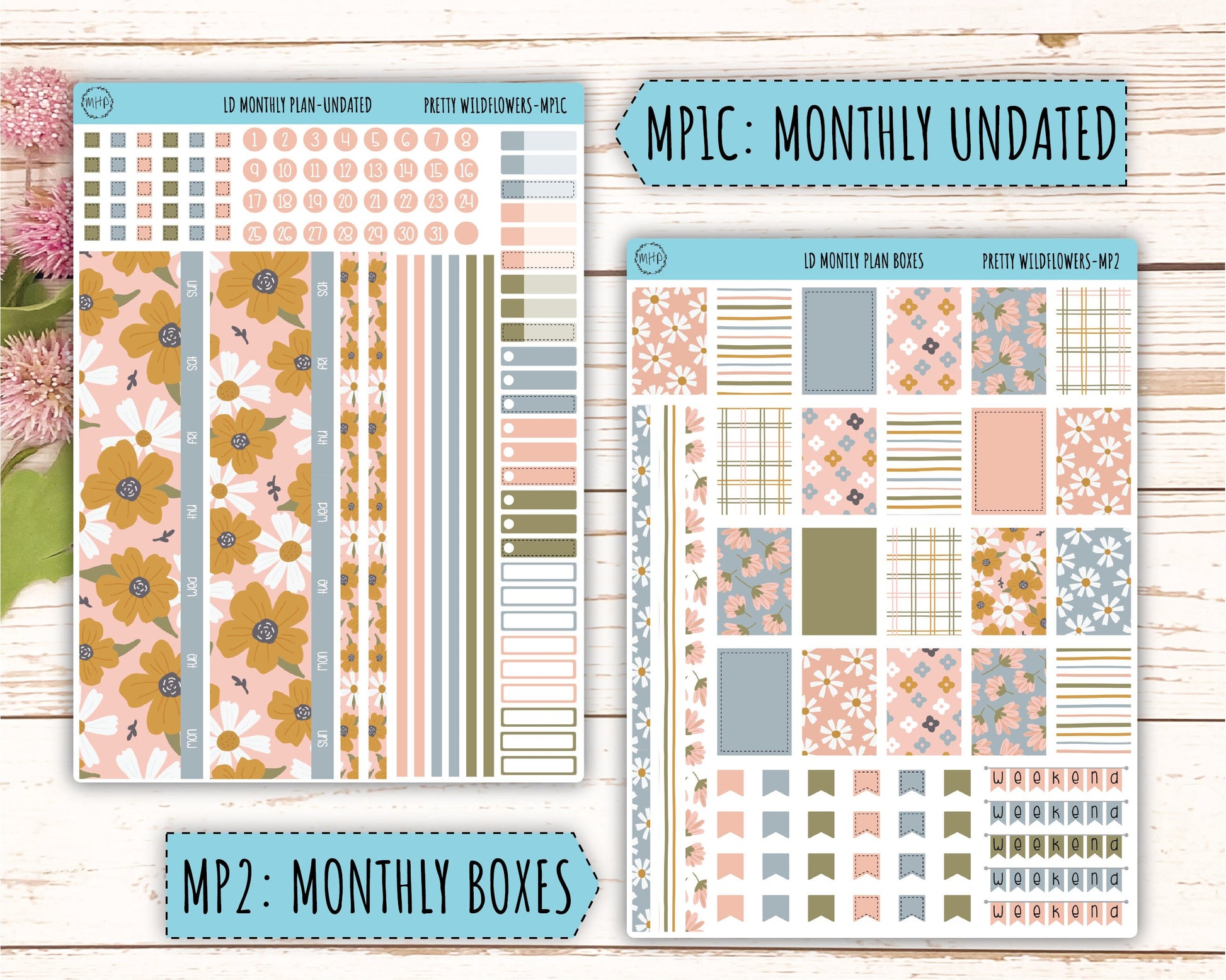 Sticker for 2024 Laurel Denise Planners. "Pretty Wildflowers" || MPPW